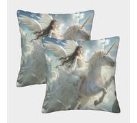 Whisky Cheval Blanc Canapé Taie d'oreiller Lot De 2 Fermeture Éclair Invisible Decoratif Doux Animaux Coussin Canapé pour Canapé Lit Chaise Chambre Salon 50x50cm