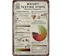 Whisky Tasting Steps Knowledge, Knowledge Poster Décoration murale vintage Plaque en métal pour homme Cave Illustration Cadeau pour maman Panneau en métal École 20,3 x 30,5 cm