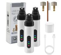 Whisperpaws Pain-Free Nail Trimmer for Dogs & Cats - Electric Pet Nail Grinder, Pain-Free & Quiet Pet Nails Trimmer for Small to Large Pets (3Set)