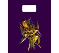 Whispers in the Leaves Lined Notepad: Golden Songbirds on Plum