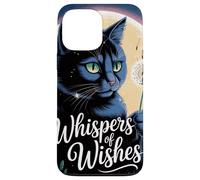 Whispers of Wishes Black Cat with Dandelion under Moon Fanta Coque pour iPhone 13 Pro Max