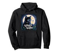 Whispers of Wishes Black Cat with Dandelion under Moon Fanta Sweat à Capuche