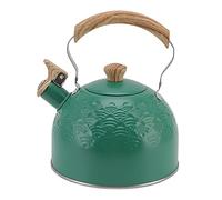 Whistling Kettle 2.5L Stainless Steel Stovetop Teapot, Large Capacity Whistling Tea Kettle with Ergonomic Handle for Gas Electric Induction Stove, Green