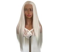 White 13×4 Lace Front Synthetic Wig Long Straight Pre Plucked Natural Hairline Wigs for Women Hair Extensions Pièces Wigs(20inch)