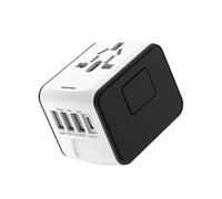(white)3.4/5A Universal Travel Adapter 3USB & Type-C Charger US/UK/EU/AU Plug Converter