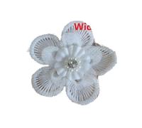 White 3D Flowers Beads Embroidery Lace Applique Trim Ribbon Collar Neckline Dress Clothes, Decorated Sewing Supplies, 4Pcs(COLOR 1)