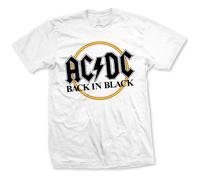 White AC/DC Back In Black Circle Logo Autorisé T-shirt Hommes