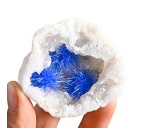 White Agate Crystal Geode with Blue Hair Quartz,Rare for Home Desk Decor,Feng Shui Decoration