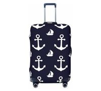 White Anchor Ship Navyblue Housses de bagages élastiques pour valises de 45,7 à 32,4 cm, Noir, Mediano