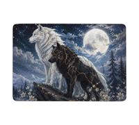 White and Black Wolves in Winter Tapis 150 x 100 cm, Doux et Antidérapant | Idée cadeau pour une nouvelle maison : Tapis de chambre antidérapant, avec surface douce; pour chambre d'amis et coin lecture
