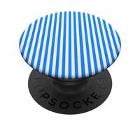 White and Blue Vertical Lines Cool Stripes Design PopSockets PopGrip Adhésif
