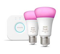 Philips Hue White And Color Ambiance, Kit De Démarrage 2 Ampoules E27, 75W, Bluetooth, Fonctionne Avec Alexa, Google Et Homekit G
