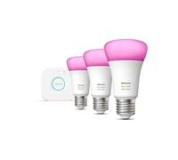 Philips Hue White and Color ambiance Kit de démarrage : 3 ampoules connectées E27 (1100)