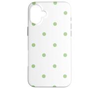 White and Green Polka Dots Classic Polkadots Girl Preppy Coque pour iPhone 16 Plus