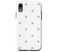 White and Green Polka Dots Classic Polkadots Girl Preppy Coque pour iPhone XR