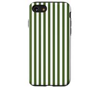White and Green Stripes Geometric Vertical Lines Pattern Coque pour iPhone SE (2020) / 7/8