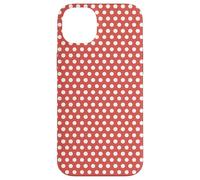 White and Live Coral Motif à Pois Saumon Coque pour iPhone 14 Plus