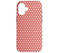 White and Live Coral Motif à Pois Saumon Coque pour iPhone 16
