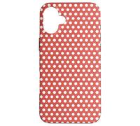White and Live Coral Motif à Pois Saumon Coque pour iPhone 16 Plus