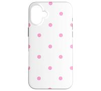 White and Pink Polka Dots Classic Polkadots Cute Girl Preppy Coque pour iPhone 16 Plus
