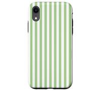 White and Sage Green Stripes Trendy Geometric Vertical Lines Coque pour iPhone XR