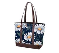 White Art Daisy-387 - Grand sac à main en cuir délavé doux et durable, multicolore, 33,8 x 12 x 31 cm