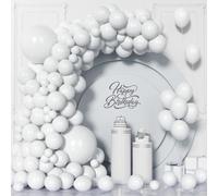 White Balloons, 130 Pieces White Balloons Garland Arch Kit, 5/10/12/18 Inch Matte Balloon For Men Women Girls Wedding Birthday Baby Shower Party Princess Bridal Decoration