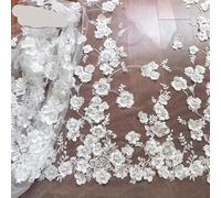 White Beaded Applique Lace Fabric, Wedding Dress, Accessories, Width 86cm And 135cm(Width 86CM)