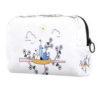 White Bird Trousse de maquillage pour femme avec fermeture éclair, multicolore, 18.5x7.5x13cm/7.3x3x5.1in, Trousse de toilette