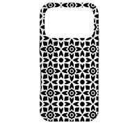 White Black Circle Cross Dot Ring Flower Petal Pattern Coque pour iPhone 17 Pro