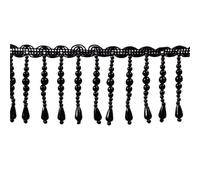 White Black Pearl Beaded Tassel Lace Trim For Latin Dance Dress Decor Fringe Ribbon Stage Clothes Tassels DIY Sewing Accessories(Black2)