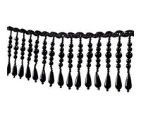 White Black Pearl Beaded Tassel Lace Trim For Latin Dance Dress Decor Fringe Ribbon Stage Clothes Tassels DIY Sewing Accessories(Style C Black)