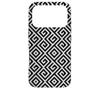 White Black Square Cross Labyrinth Spiral Geometry Pattern Coque pour iPhone 17 Pro