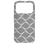White Black Wave Curve Line Natural Flow OP Art Pattern Coque pour iPhone 17 Pro
