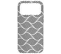 White Black Wave Curve Line Natural Flow OP Art Pattern Coque pour iPhone 17 Pro Max
