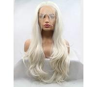 White Blonde Synthetic Lace Front Wigs For Women Party Cosplay Natural Hairline Drag Queen Wigs Long Wave Hair 26"
