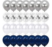 White Blue Balloon, 50 Pieces 12 Inch Silver Confetti Balloon For Baby Shower Decorations For Birthday Parties