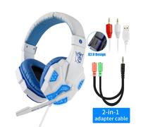 White Blue PC Laptop Casque Gamer d'écoute hi-fi stéréo rose avec Microphone, pour PC, fille, noir, casque de jeu filaire, pour PS4, Windows XP/7/8/10, téléphone portable ""Nipseyteko
