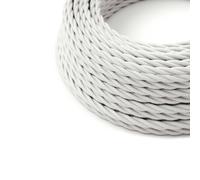 White Braided Textile Cable 5 mTwisted Cable for Textile Lamp 2 Conductors 2x0.75mm²Electrical Wire Fabric for LightingTwisted Cord