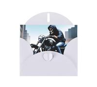 White BROLEO Carte de vœux Motif squelette de moto pour Noël, anniversaire, Saint-Valentin, anniversaire de mariage et invitations de fête