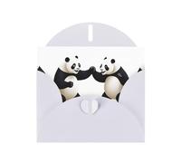 White BROLEO Pandas fighting in the ring Prints Carte de vœux pour Noël, anniversaire, Saint-Valentin, anniversaire de mariage et invitations de fête