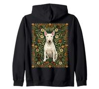 White Bull Terrier Chien William Morris Style Floral Sweat à Capuche