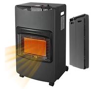 White by Brigros DA-201 Poêle à gaz pliable, infrarouge, allumage piézoélectrique, compatible GPL/butane/propane, compartiment pour bouteille de gaz jusqu'à 15 kg, système ODS, 4200 W, noir