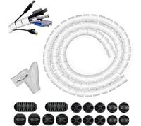 White cable duct [4 m long,Ø 28 mm]-flexible self-closing cable duct with 16 silicone cable holders + 1 wire guide clip-cable protection jacket for