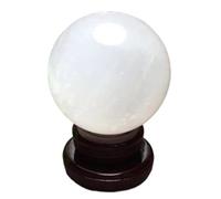 White Calcite Ball, Crystal Ball with Wooden Base,Magic Crystal Ball Ornament,Crystals Gemstone Sphere for Feng Shui, Divination,19cm/7.5in