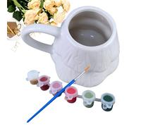White Ceramic Mugs for Crafts - Paint Your Own Coffee Mug Set | 1 Set Blank Mugs, Creative Painting Activity for Kids Adults Birthday Party Favors Home School Holiday Fun, 13.8x10.5x9.5cm White