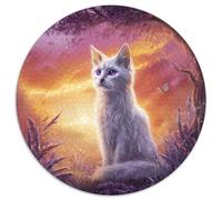 White Chat with Violet Eyes |Soleilt Sky| Puzzles Amusants en Famille 1000pcs (67.5x67.5cm) Adultes