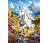 White Cheval à la Cascade montagneuse 300 Pieces Casse-tête Adulte en Carton Anti-Déchirure Mythes Animal Plante Difficile Moyenne Décoration Murale Jeu De Société Anti-Stress Loisir Créatif 300