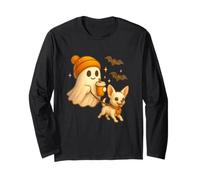 White Chihuahua Halloween Ghost Walking Chihuahua Dog Manche Longue