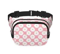 White Chrysanthemum Texture Chart Square Double Layer Waist Bag Belt - Sac banane avec sangle réglable pour la course, les voyages, la randonnée, noir, taille unique, noir, taille unique, Noir